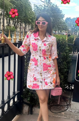 White Floral Shirt Dress