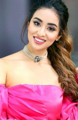 Musskan Sethi in Ruby Pink Strapless Fringe Dress