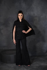 Black Shimmer Tweed Cape