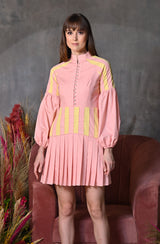 Yellow Pink Colour Block Dress
