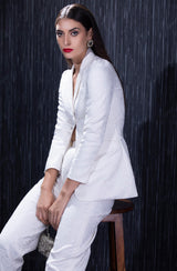 White Jacquard Pant Suit