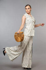 Embroidered Shirt & Zipper Pant Set