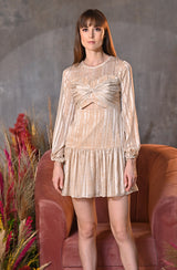 Beige Printed Mini Dress