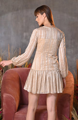 Beige Printed Mini Dress