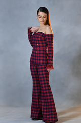 Red Blue Winter Check Co- Ord Set