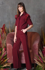 Brick Red Feather Co-Ord Set