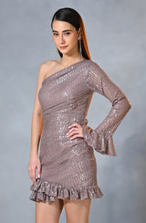 Light Lilac Sequin Drape Dress