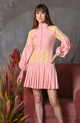 Yellow Pink Colour Block Dress