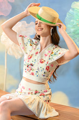 White Floral Skirt Set