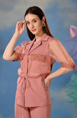 Deep Blush Embroidered Co- Ord Set