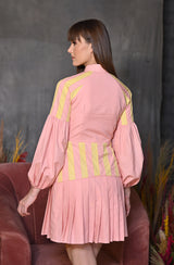 Yellow Pink Colour Block Dress