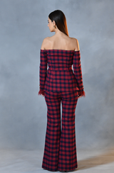 Red Blue Winter Check Co- Ord Set