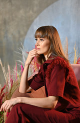 Brick Red Feather Co-Ord Set