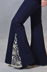 Blue Asymmetrical Drape Blazer Pant Set
