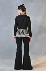 Black Asymmetrical Drape Blazer Pant Set