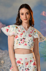 White Floral Skirt Set