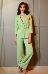 Tea Green Embellished Blazer Pant Set