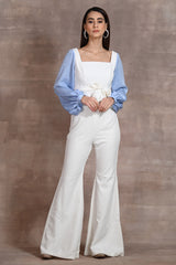 White & Powder Blue Co Ord Set