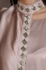 Champagne Embroidered Top