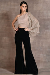 Black Velvet Flared Pants