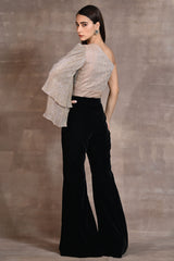 Black Velvet Flared Pants