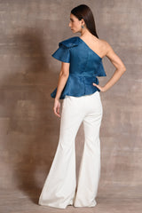 French Blue Frill Top