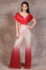 Red Shaded Sequin Co Ord Set