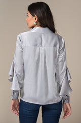 Grey Ruffle Shirt