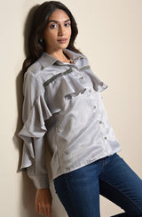 Grey Ruffle Shirt