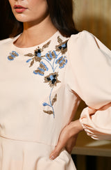 Blush Pink Embroidered Peplum Top