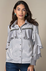 Grey Ruffle Shirt