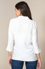 White Neck Embroidered Shirt