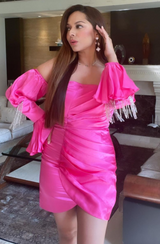 Ruby Pink Strapless Fringe Dress