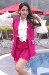 Mahima Khanchandani in Pink Tweed Shorts Set