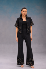 Black Floral Cutwork Co Ord Set