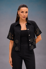 Black Floral Cutwork Co Ord Set