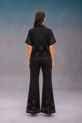 Black Floral Cutwork Co Ord Set