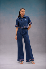 Blue Heart Cutwork Co Ord Set