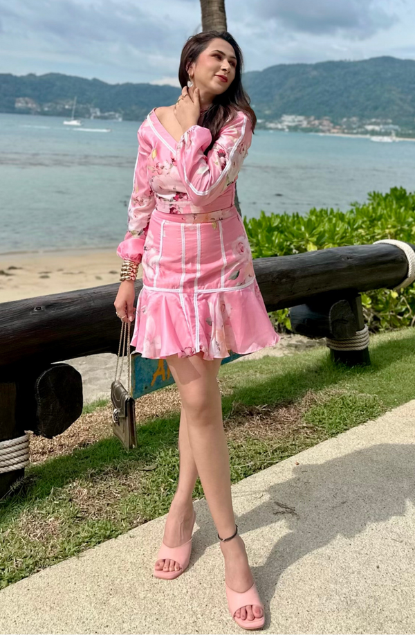 Shikha Sharma Khurana in Pink Organza Skirt Set
