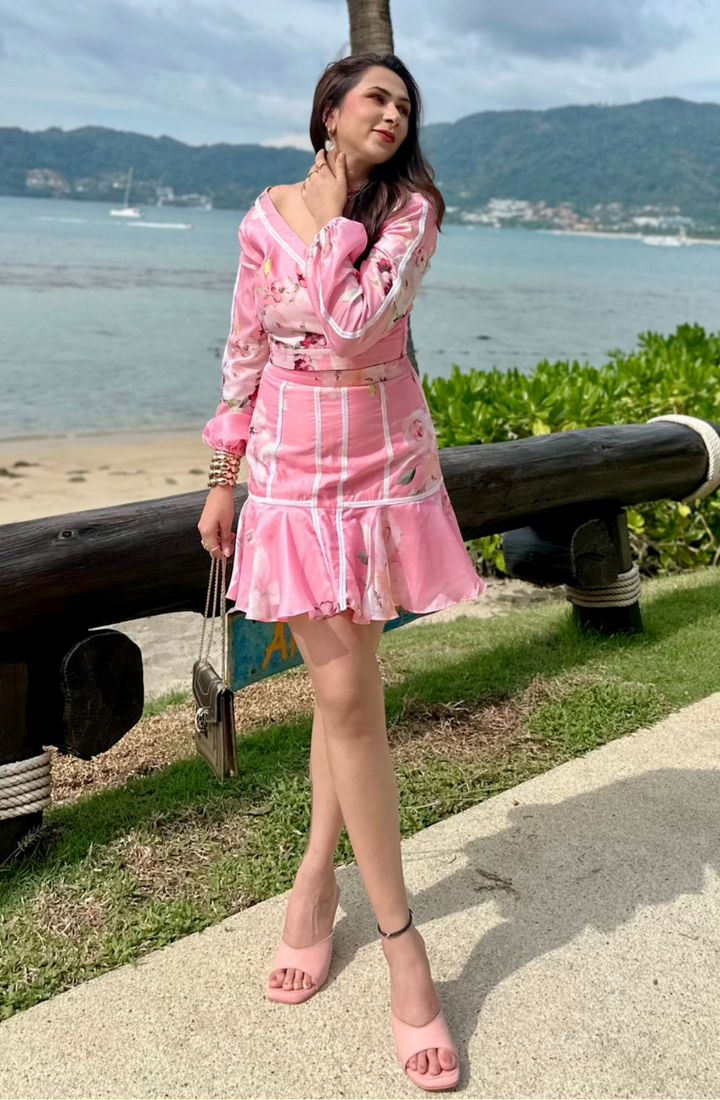 Shikha Sharma Khurana in Pink Organza Skirt Set