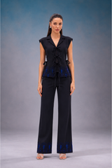 Electric Blue & Black Embroidered Co Ord Set