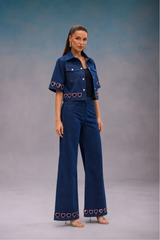 Blue Heart Cutwork Co Ord Set
