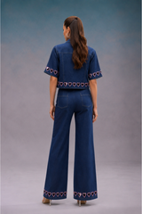 Blue Heart Cutwork Co Ord Set