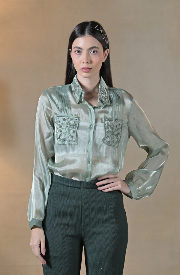 Green Embroidered Co Ord Set