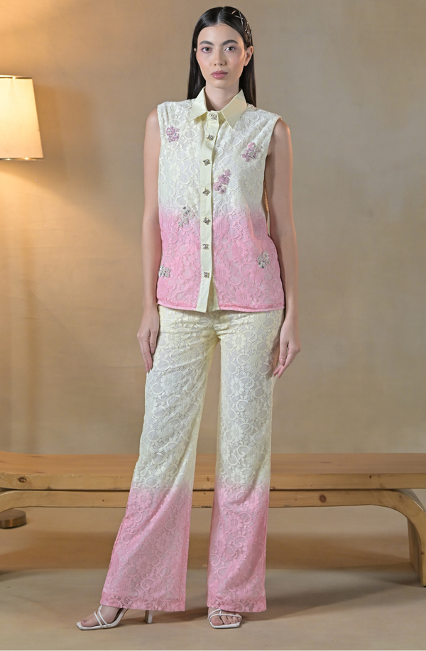 Ombré Shaded Embroidered Co Ord Set
