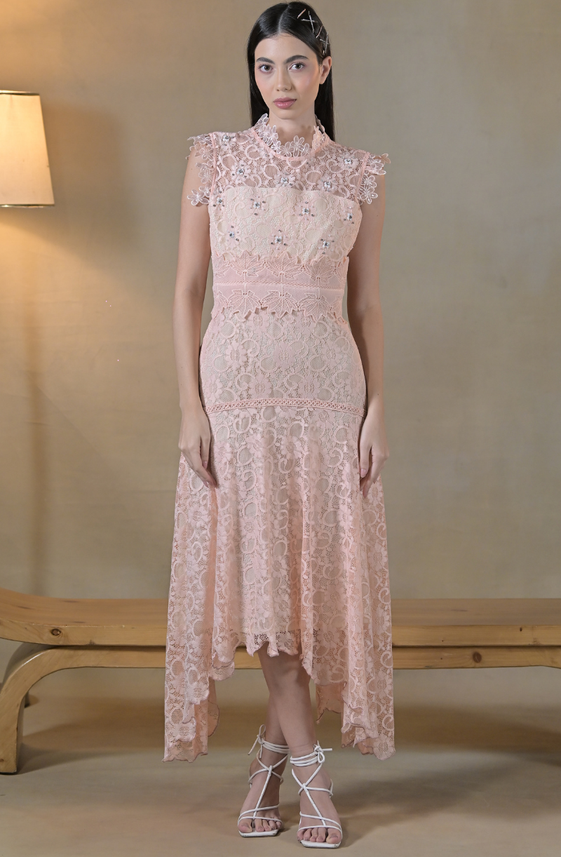 Peach Embroidered Asymmetrical Dress Peach Embroidered Asymmetrical Dress