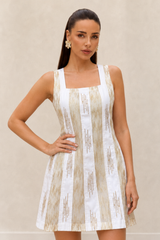 White & Golden Panel Dress