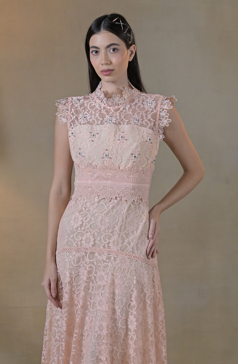 Peach Embroidered Asymmetrical Dress Ombrello Clothing Peach Embroidered Asymmetrical Dress Ombrello Clothing