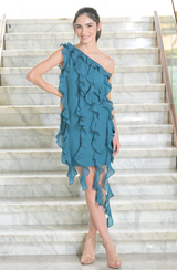 Turquoise Blue Frill Dress