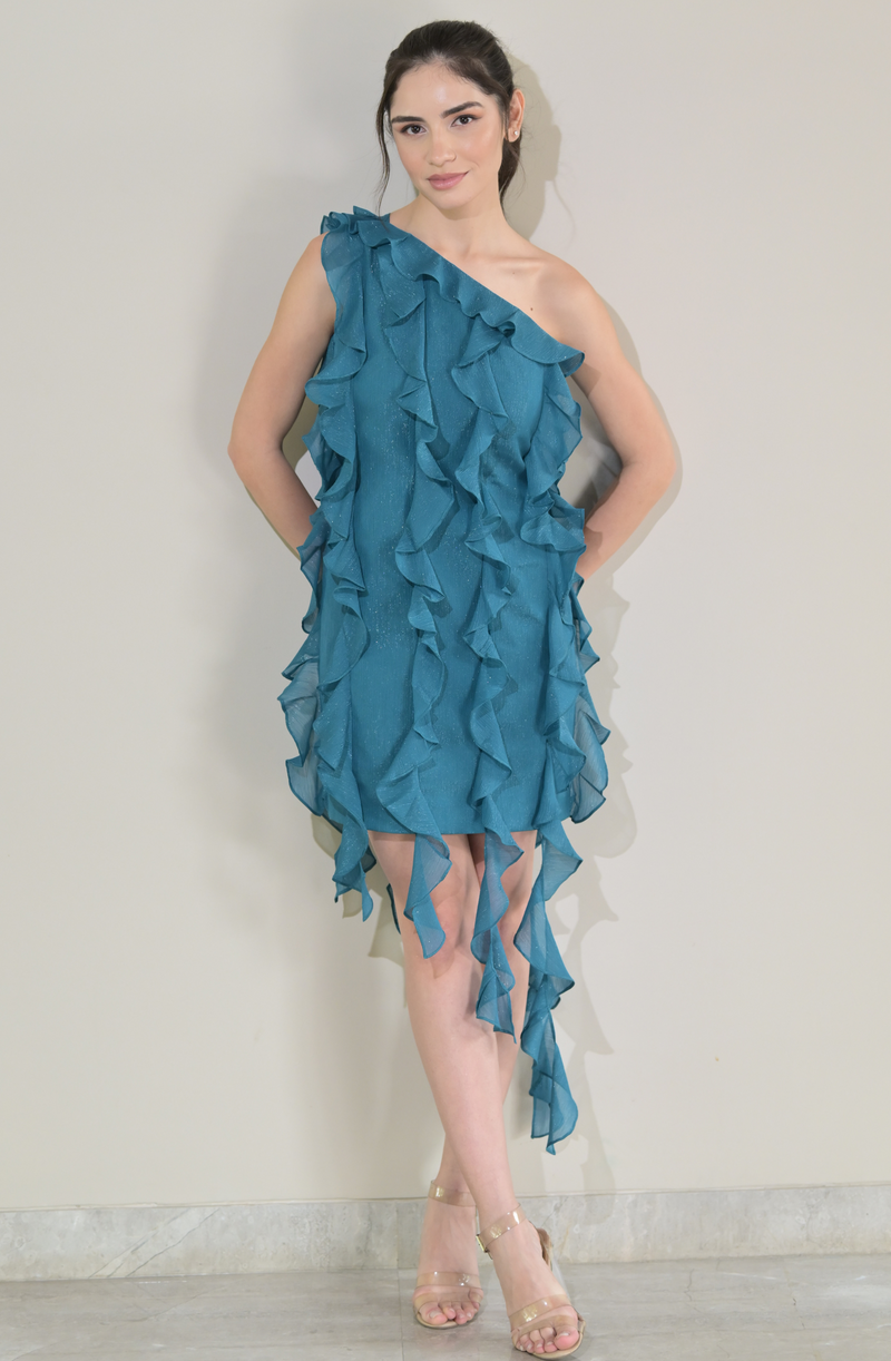 Turquoise Blue Frill Dress